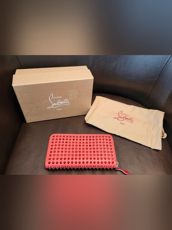 Christian Louboutin Accessories - Christian Louboutin Red Spiked Zip-Around Wallet NWT Full Inclusion.